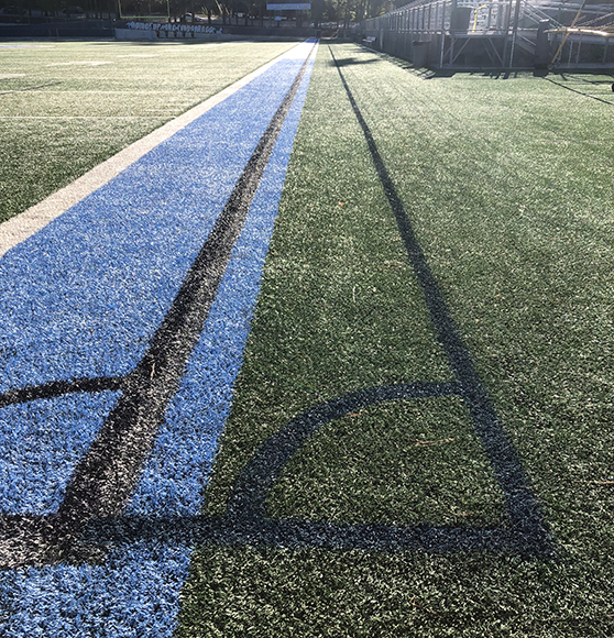 close up of sideline markings