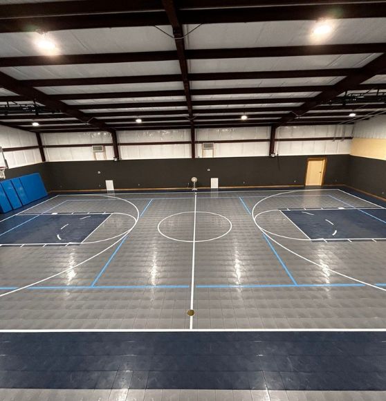 basketball court freshly painted for a church in georgia