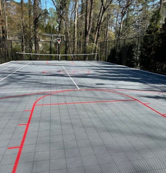 pickleball court freshly painted for private residence