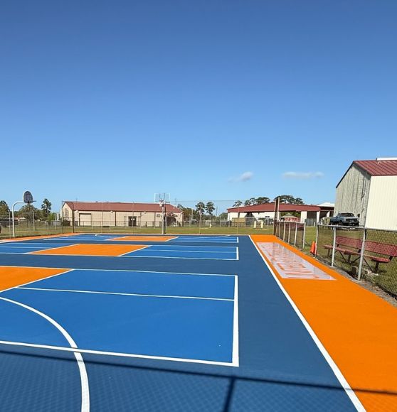pickleball court freshly painted for US Coast Guard Air Station