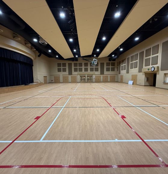 Deerwood Baptist Church gymnasium with new line markings