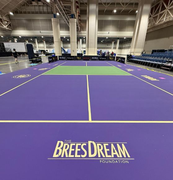 freshly painted pickleball court for NOLA PickleFest