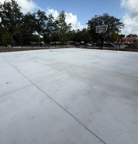 St. Augustine University pickleball court with no line markings