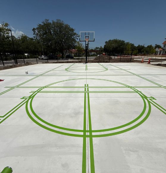 St. Augustine University pickleball court before new line markings