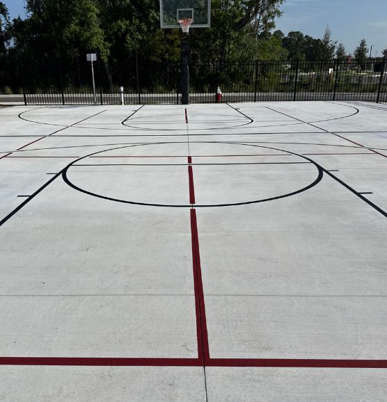 St. Augustine University pickleball court freshly painted