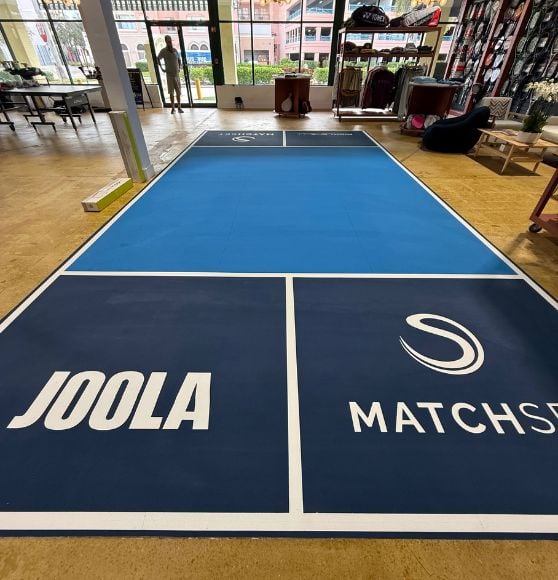 close-up of a pickleball court freshly painted for MatchSet