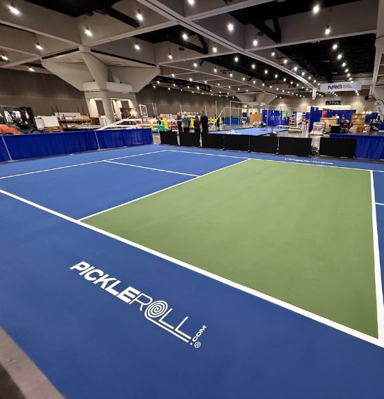 pickleball court freshly painted side view for Athletic Business Show 2025