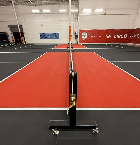 close-up of pickleball court freshly painted for Dallas Flash “Fight Club”
