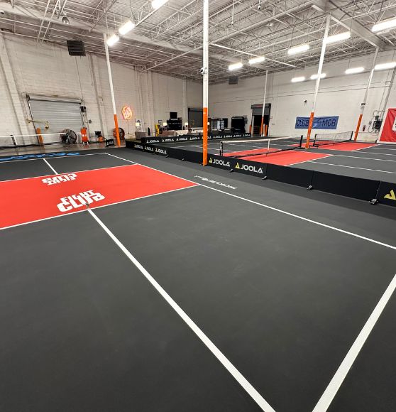 pickleball courts freshly painted for Dallas Flash “Fight Club”