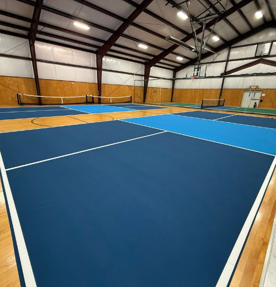 freshly painted pickleball court for Double Shoals Baptist Church