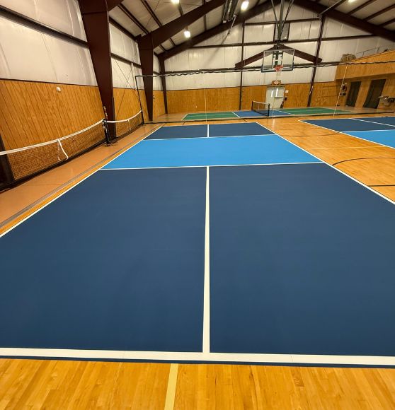 pickleball court freshly painted Double Shoals Baptist Church