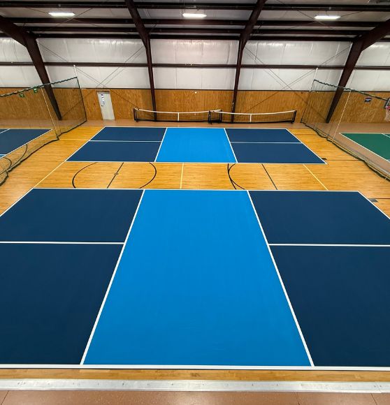 front view of Double Shoals Baptist Church pickleball court freshly painted