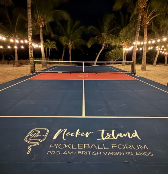 Pickeball Court Striping Project for Necker Island Pickeball Forum in British Virgin Island, FIELD OPS Jacksonville