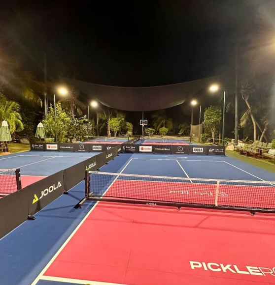 Pickeball Court Striping Project for Necker Island Pickeball Forum in British Virgin Island