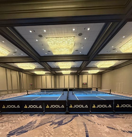 Renaissance Hotel Ballroom with freshly painted pickleball court
