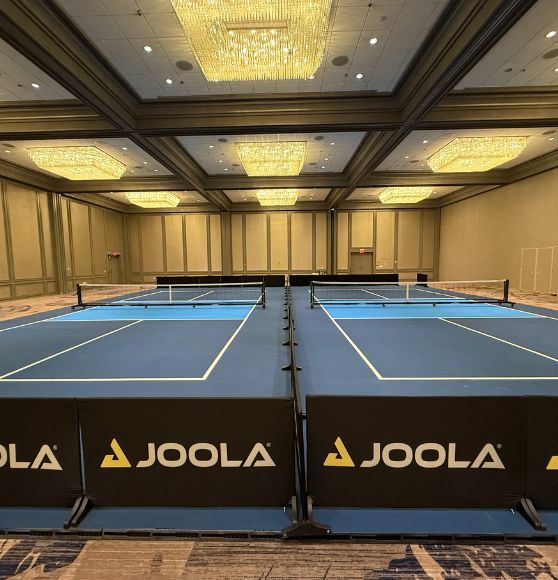 pickleball court freshly painted for Renaissance Hotel Ballroom