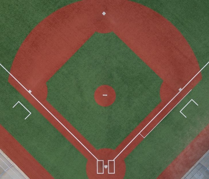 aerial view of baseball field freshly striped