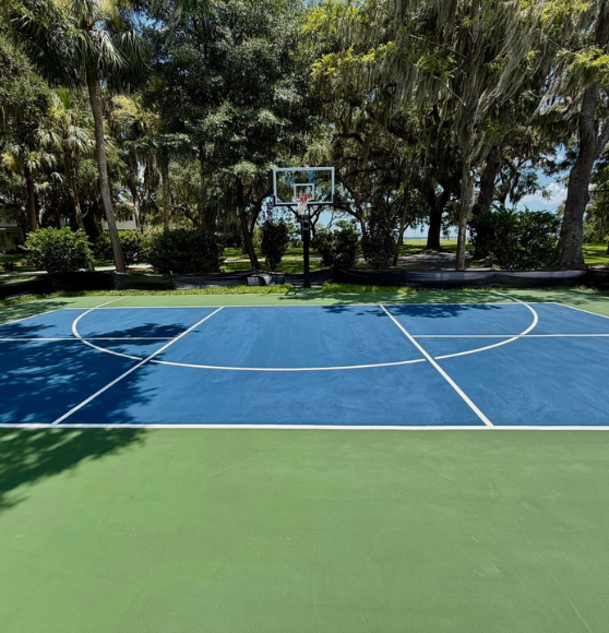 Pickleball and Basketball Court Striping Project for Private Estate in St. Simons Island