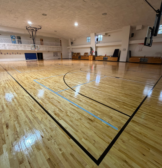 Basketball and Pickleball Work Court Striping for Hopewell Church in Jacksonville, FL