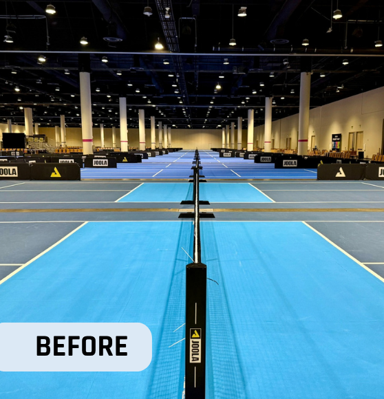 Before Pickleball Court Striping for JOOLA Pickleball Celebration in Orlando, FL