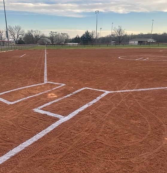athletic field markings freshly painted for Lebo-Waverly Unified School District