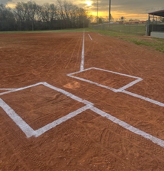 athletic field markings freshly painted for Lebo-Waverly Unified School District
