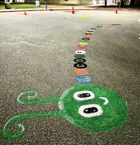 freshly painted playground markings for school