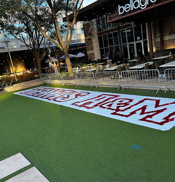 logo freshly painted on football field