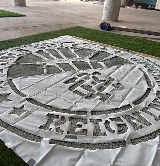 event logo stencil in process