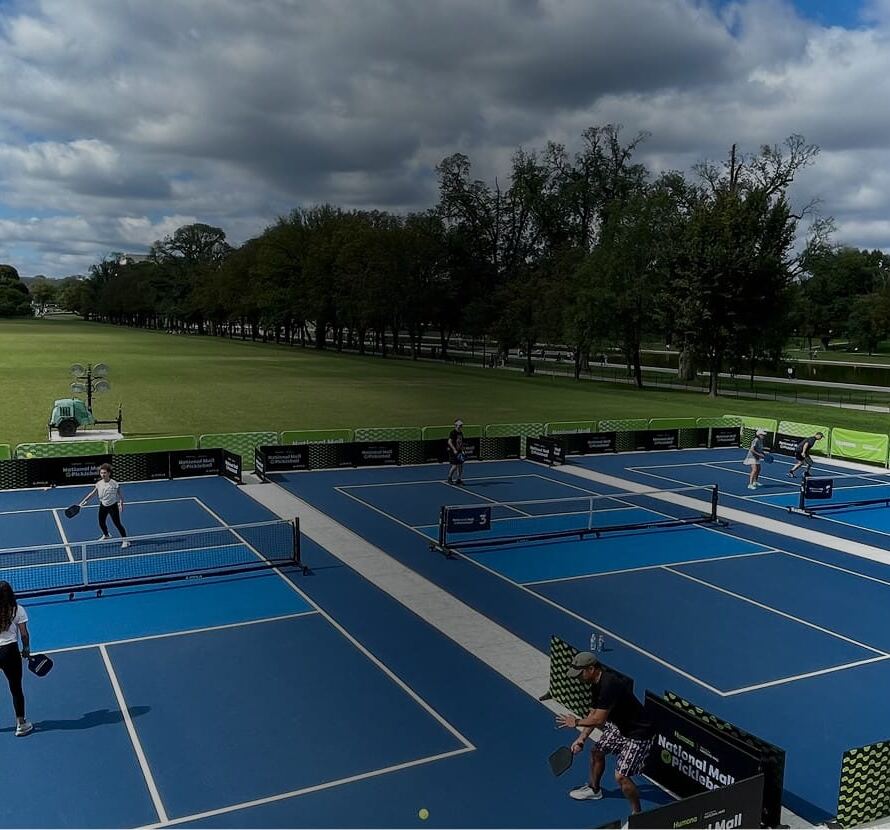 dark overlay on pickleball court
