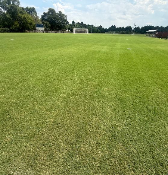 Concordia Lutheran High School soccer field before line striping