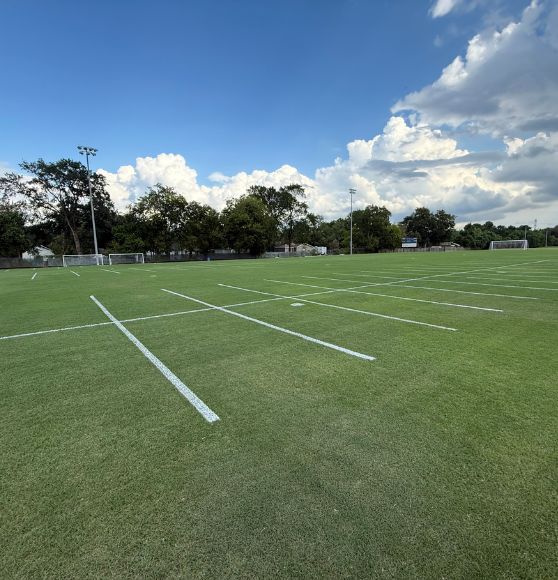 line markings freshly painted for Concordia Lutheran High School soccer field