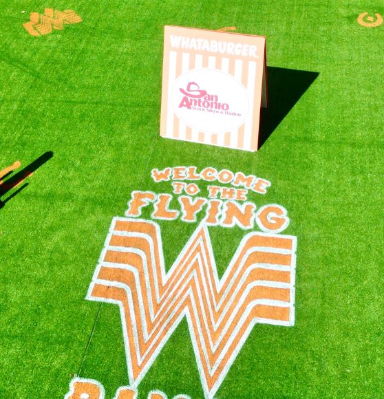 event logo freshly painted on field for Stock Show and Rodeo Flying W Ranch