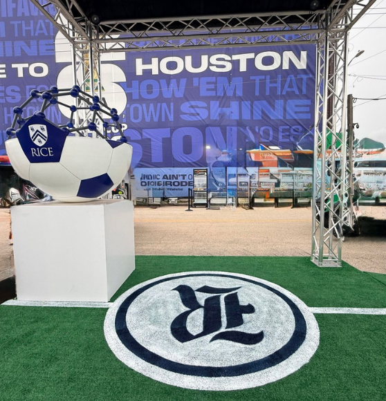 After Event Logo Markings Project for Rice University’s FIFA Fan Festival Rice Minds Booth in Houston, TX