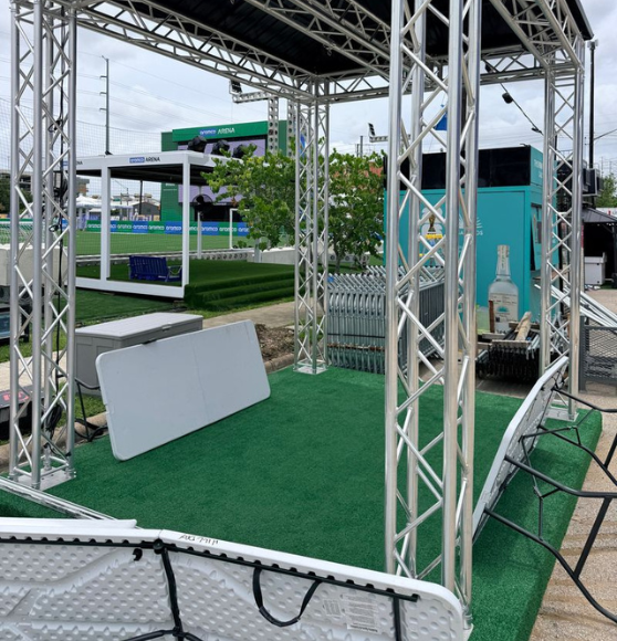 Before Event Logo Markings for Rice University’s FIFA Fan Festival Rice Minds Booth in Houston, TX