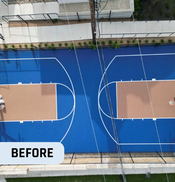 Before Custom Basketball Court Graphics for Great Hearts Monte Vista in San Antonio, TX