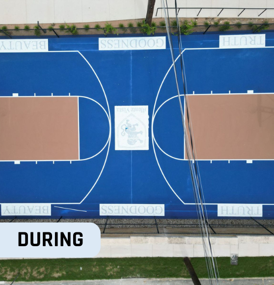 During Service Custom Basketball Court Graphics for Great Hearts Monte Vista in San Antonio, TX