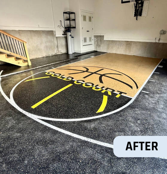 After Custom Basketball Court Flooring for Private Home in Boerne, TX