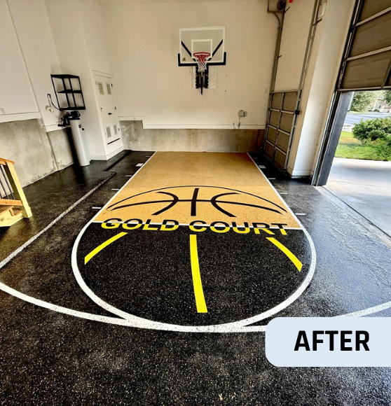 After Work Custom Basketball Court Flooring for Private Home in Boerne, TX
