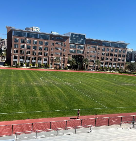 University of Tampa soccer field freshly painted