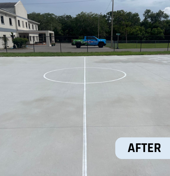 After Basketball Court Striping Work for Gateway Christian Academy in Tampa, FL