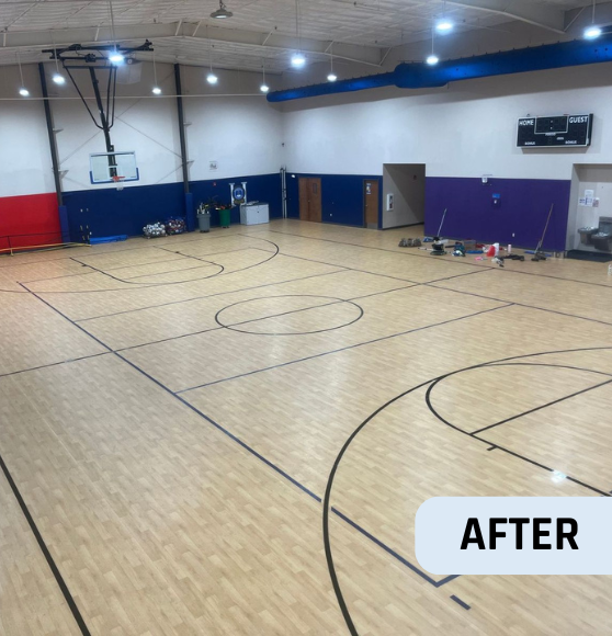 After Job Basketball Court Striping for Plato Academy in St. Petersburg, FL