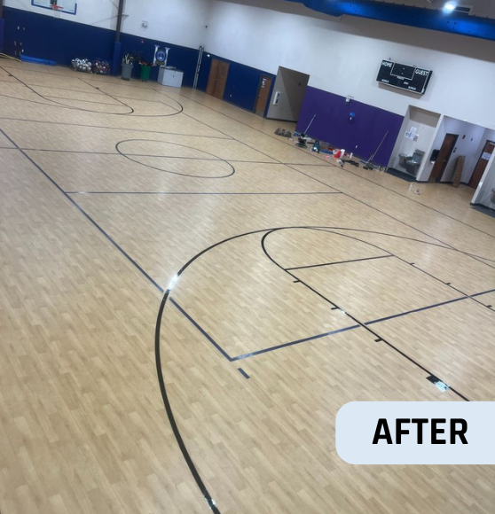 After Painting Basketball Court Striping for Plato Academy in St. Petersburg, FL