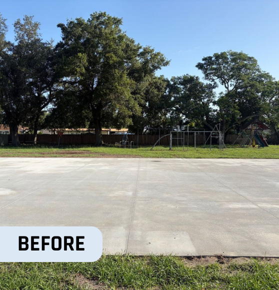 Before Basketball Court Striping for Gateway Christian Academy in Tampa, FL