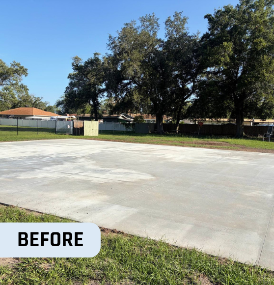 Before Basketball Court Striping Project for Gateway Christian Academy in Tampa, FL