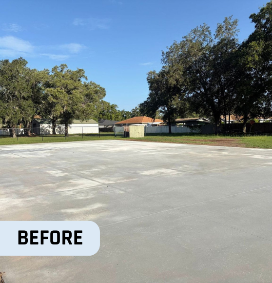 Before Basketball Court Striping Work for Gateway Christian Academy in Tampa, FL