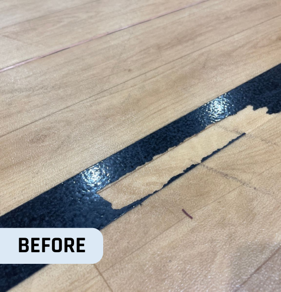 Before Basketball Project Court Striping for Plato Academy in St. Petersburg, FL