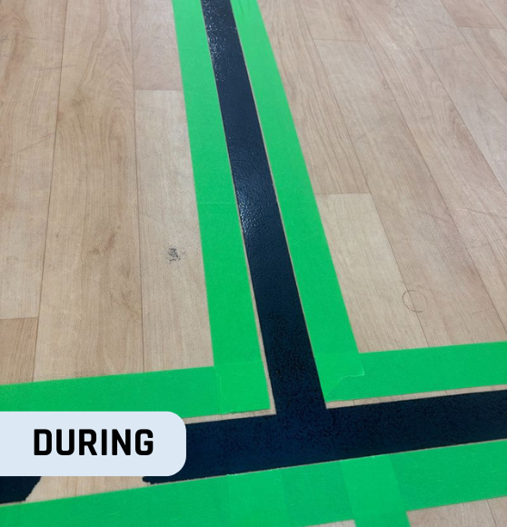 During Basketball Court Striping for Plato Academy in St. Petersburg, FL