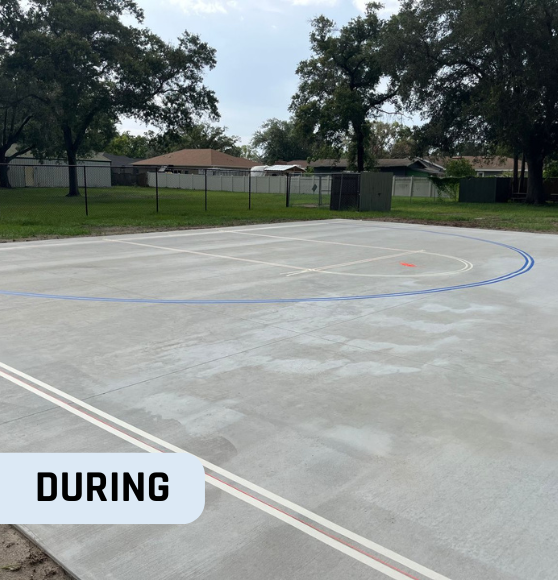 During Basketball Court Striping Project for Gateway Christian Academy in Tampa, FL