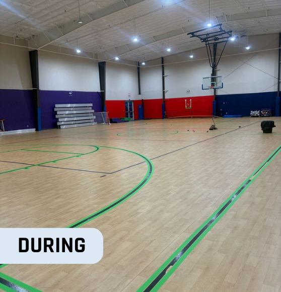 During Project Basketball Court Striping for Plato Academy in St. Petersburg, FL
